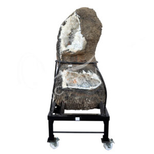 SPECIMEN - APOPHYLLITE & STILBITE ON METAL STAND WITH WHEELS 65 X 24 X 30"