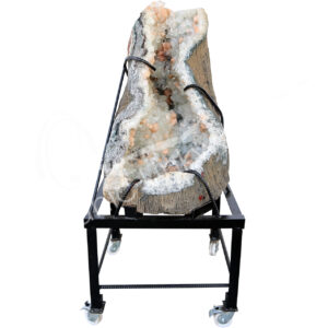 SPECIMEN - APOPHYLLITE & STILBITE ON METAL STAND WITH WHEELS 53 X 23 X 24"