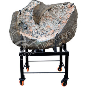 SPECIMEN - APOPHYLLITE & STILBITE ON METAL STAND WITH WHEELS 57 X 43 X 25"