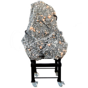 SPECIMEN - APOPHYLLITE & STILBITE ON METAL STAND WITH WHEELS 50 X 27 X 16"