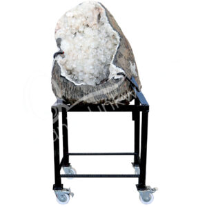 SPECIMEN - APOPHYLLITE & STILBITE ON METAL STAND WITH WHEELS 45 X 20 X 15.5"