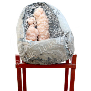 SPECIMEN - APOPHYLLITE & STILBITE ON METAL STAND 40 X 18 X 16"