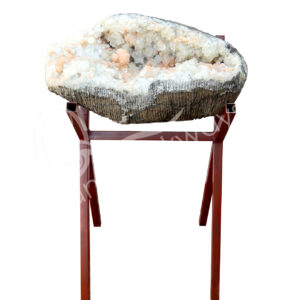 SPECIMEN - APOPHYLLITE & STILBITE ON METAL STAND 40 X 25 X 16"