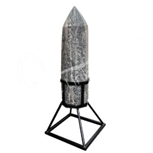 OBELISK - EMERALD IN MATRIX WITH IRON METAL STAND 31 X 8"DIA