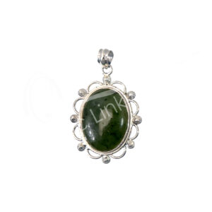 (CLOSE OUT) STERLING SILVER - PENDANT GREEN STONE 55-65 MM