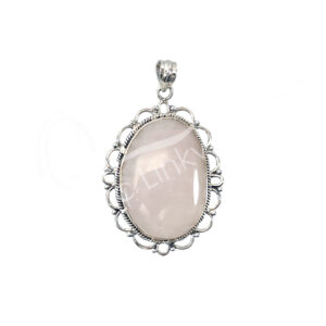 (CLOSE OUT) STERLING SILVER - PENDANT ROSE QUARTZ 45-65 MM