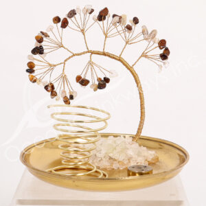 Rutilated Quartz & Tiger Eye Gem Tree Incense Holder