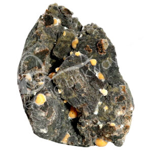 SPECIMEN - THOMSONITE ON SPARKLING BLACK CHALCEDONY 2-10"