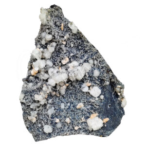 SPECIMEN - APOPHYLLITE & STILBITE ON BLACK CHALCEDONY WITH STAND ON WHEELS 55 X 18"