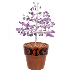 Amethyst Gem Tree in Ceramic Pot with Goddess Border