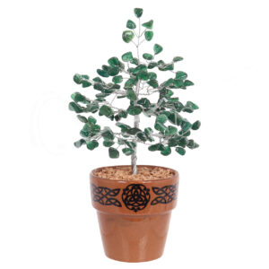 Green Aventurine Gem Tree in Ceramic pot with Celtic Border