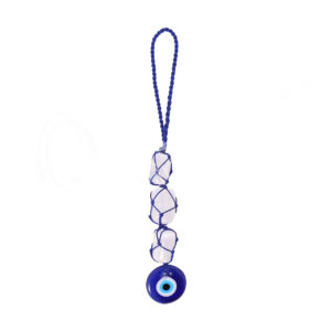 Selenite in Cord Net Evil Eye Hanging