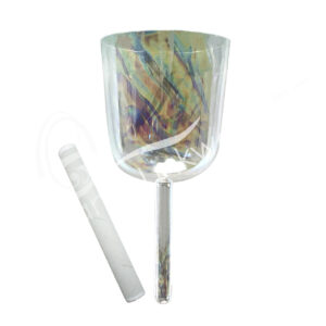 SINGING BOWL - CRYSTAL WITH HANDLE CLEAR AB 6"DIA.