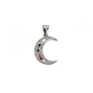Chakra Moon Sterling Silver Pendant