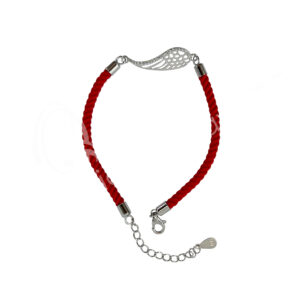 Angel Wing Sterling Silver Red Cord Bracelet