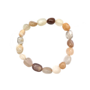 Multi Moonstone Tumbled Stones Elastic Bracelet