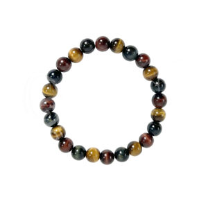 Tricolor Tiger Eye AA 8 mm Beads Elastic Bracelet