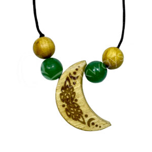 NECKLACE - PALO SANTO HALF MOON ENGRAVED CELTIC KNOT (PK 3)