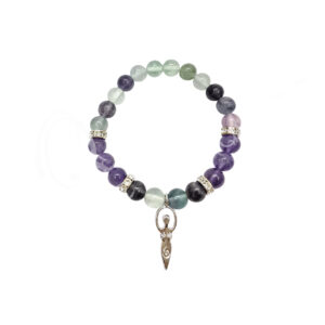 BRACELET - FLUORITE & AMETHYST GODDESS (8-8.5 MM) 7.15-7.25"