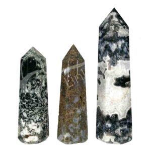 Polished Green Moss Agate Obelisk 6 Sides