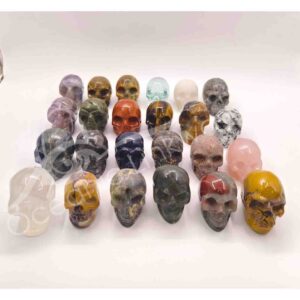 Polished Mixed Stones Skull Carving