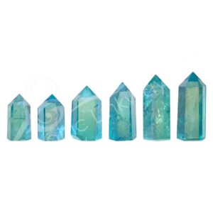 Crystal Quartz Plated Aqua Aura Obelisk