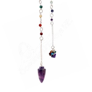 Amethyst Teardrop Pendulum with Chakra Chain