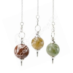 PENDULUM - BALL MIXED STONES PLAIN CHAIN 9"L