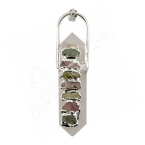 Rose Quartz Double Terminated Point with Tourmaline Faceted Pendant