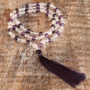 JAPAMALA - MIXED AMETHYST, ROSE QUARTZ, CRYSTAL 33-37"L