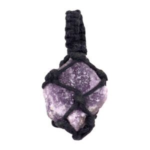 Rough Lepidolite in Thread Cage Pendant