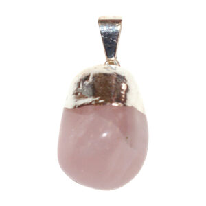 Rose Quartz Tumbled Stone Pendant with Cap