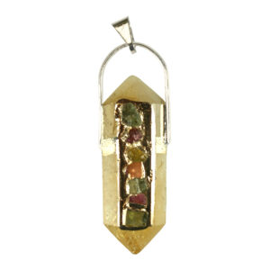 Citrine Double Terminated Point Pendant with Tourmalines Faceted 2-2.25"