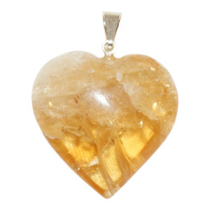 Polished Citrine Heart Pendant 0.75-1"