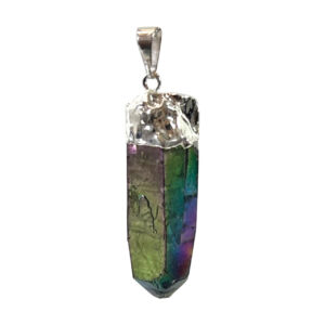 Black Rainbow Aura Quartz Rough Pendant