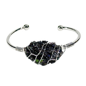 Carborundum Wire Wrap Adjustable Brass Silver Plated Bracelet
